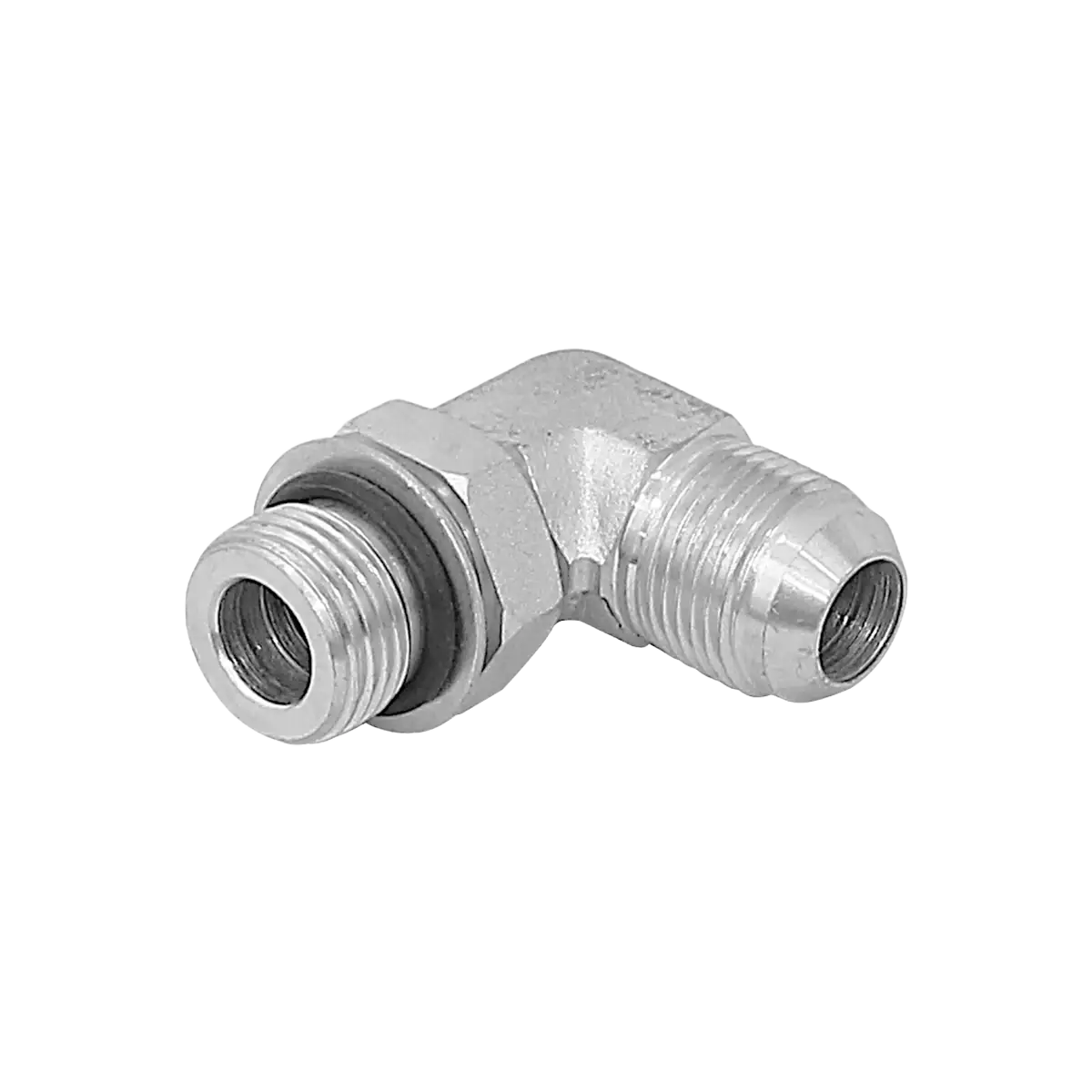 Adaptador curvo 90° - macho unf 9/16" - macho jic 3/4"