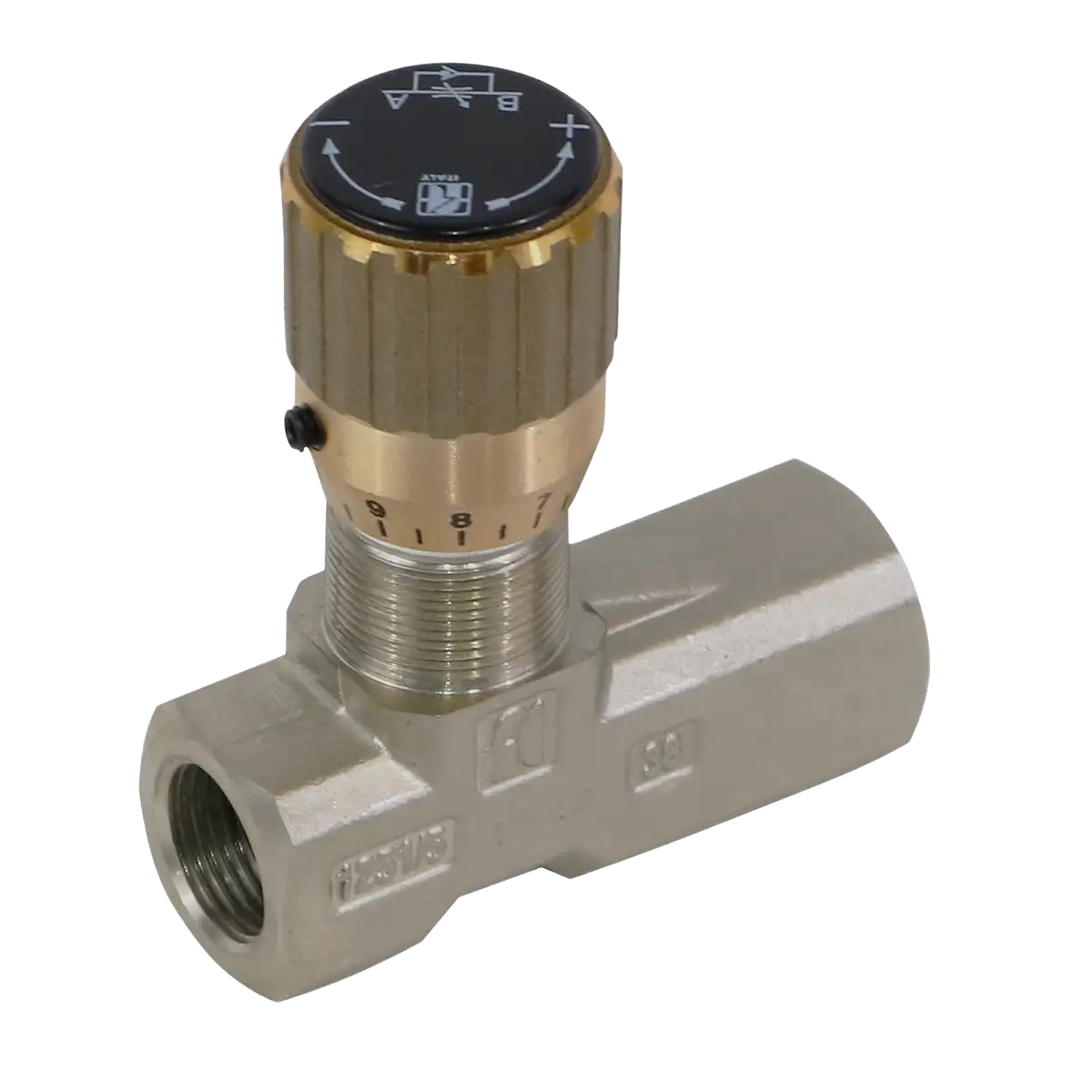 Válvula reguladora de caudal 3/8" BSP con retención