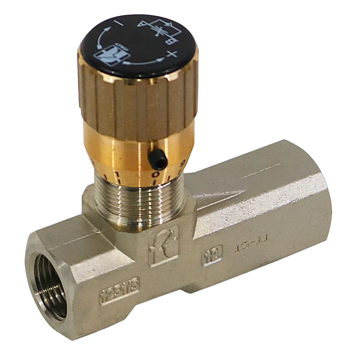Válvula reguladora de caudal 1/2" BSP con retención