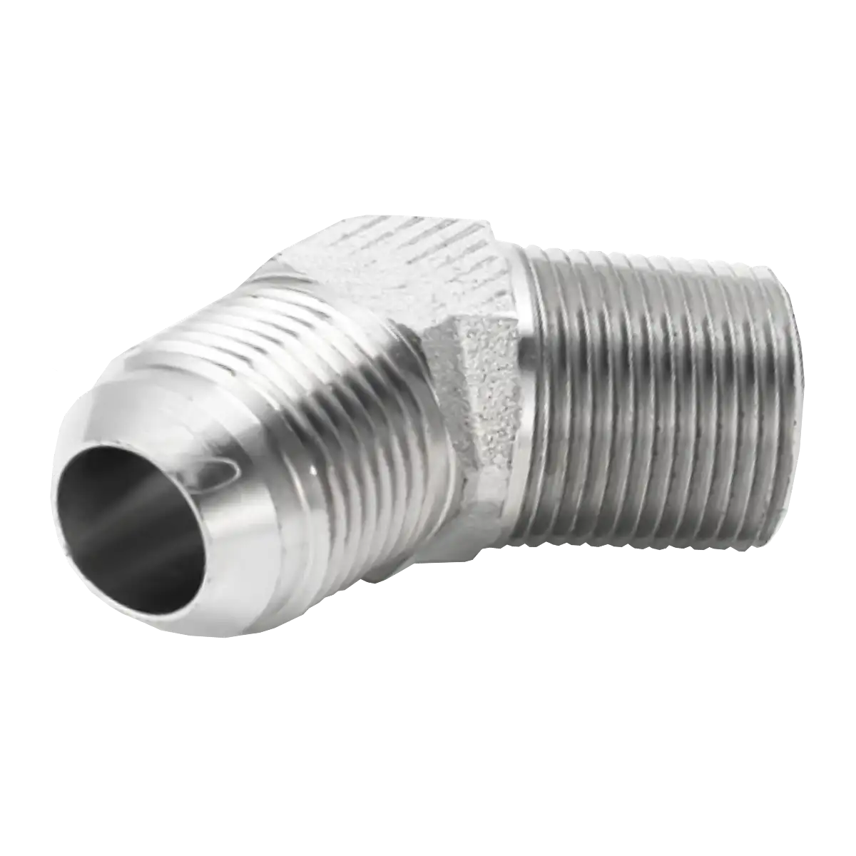 Adaptador curvo 45° - macho nptf 3/4" - macho jic 1.1/16"
